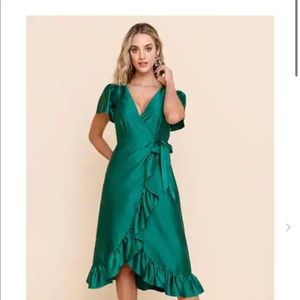 Satin Emerald Green Dress